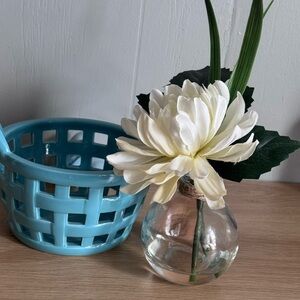 Cream Artificial Flower in Clear Glass Vase - Home Accents